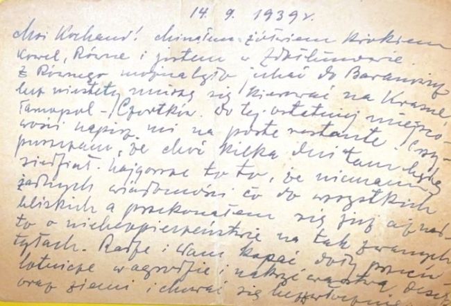 List Bolesława Łuczaka z września 1939 roku