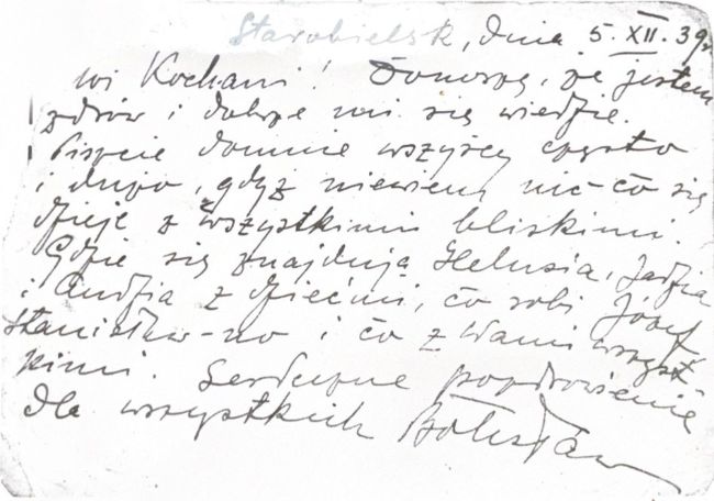 List Bolesława Łuczaka z obozu w Starobielsku