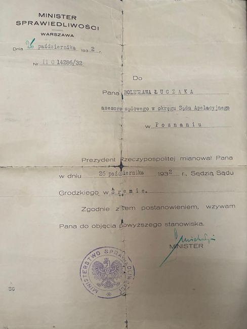 Mianowanie na sędziego Bolesław Łuczak