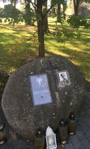 Dąb i Kamień Pamięci porucznika Feliksa Melosika w Teresinie.