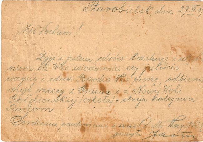List ze Starobielska od Jana Mikołajewskiego.