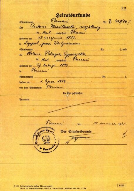 Akt ślubu Antoniego Minikowskiego