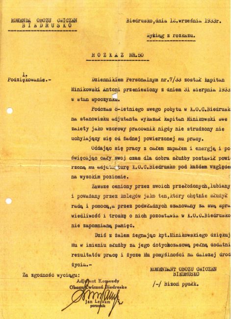 Świadectwo Antoni Minikowski