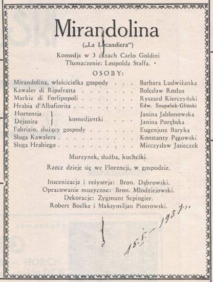 Opera Mirandolina w Teatrze Wielkim w Poznaniu - materiał udostępniony przez Muzeum Armii Poznań