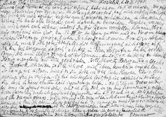 List napisany po niemiecku przez Edmunda Moenke do żony Antoniny z obozu w Kozielsku.