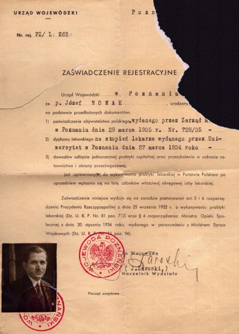 Józef Nowak uprawnienia lekarskie