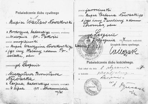 Wacław Nowakowski książeczka rodzinna