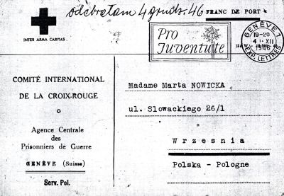 Pismo do Międzynarodowego Czerwonego Krzyża w Genewie 1946 - poszukiwanie Floriana Nowickiego