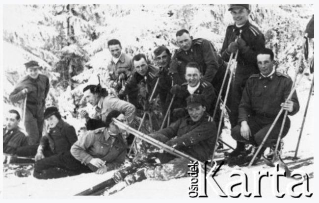 Jan Pałys na kursie narciarskim dla oficer&oacute;w Wojska Polskiego.