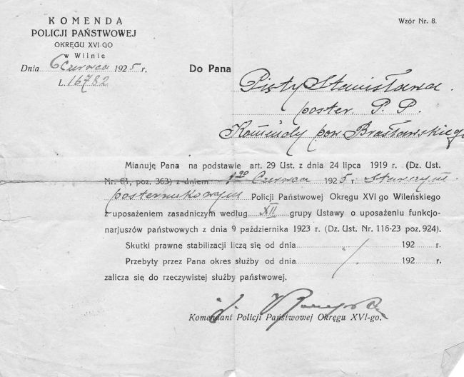 Decyzja dotycząca Stanisława Pięty.