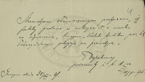 Świadectwo do orderu Virtuti Militari Alojzego Połczyńskiego.