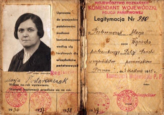 Legitymacja Marja Postaremczak, żona Wojciecha Postaremczak