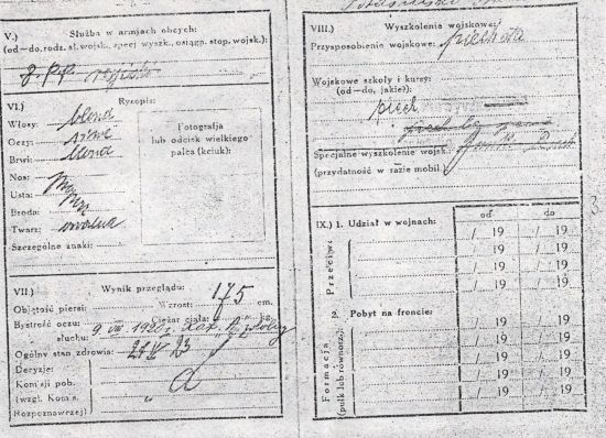 Potasiński Stanisław - książeczka wojskowa