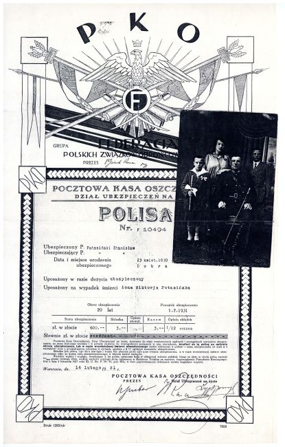 Polisa PKO Stanisława Potasińskiego na 20 lat na rzecz żony Wiktorii.
