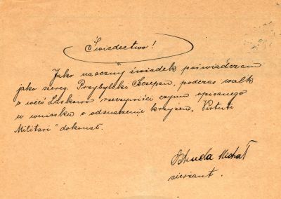 Świadectwo dotyczące Szczepana Przybylskiego.