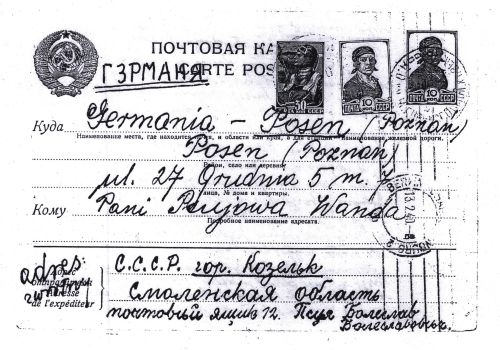 List Bolesława Psuja z obozu w Kozielsku