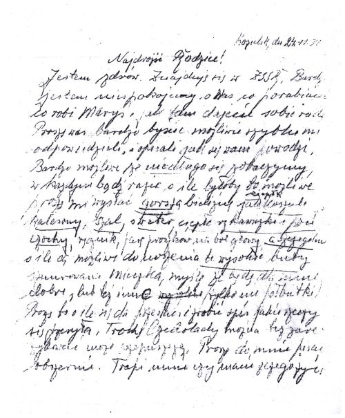 Bolesław Psuja list z obozu NKWD w Kozielsku