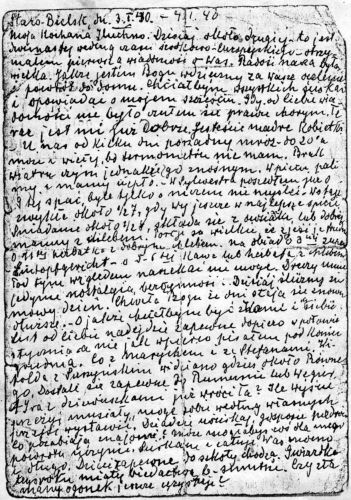 List z obozu w Starobielsku Kazimierza Rabskiego.