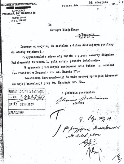 Pismo  Zbigniewa Radziszewskiego