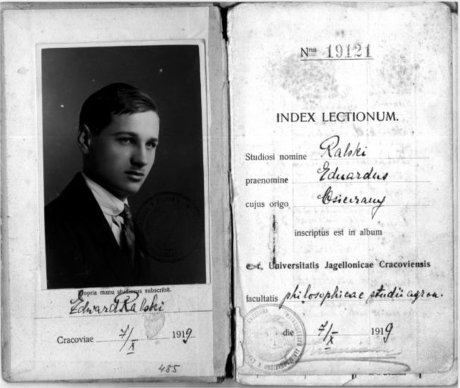 Indeks uniwersytecki Edwarda Ralskiego. 