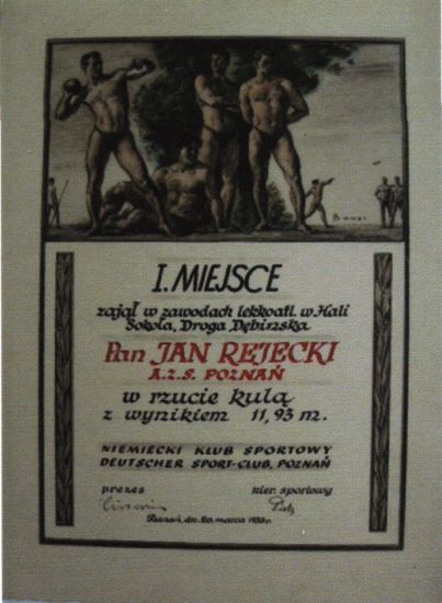 Dyplom Jan Rejecki