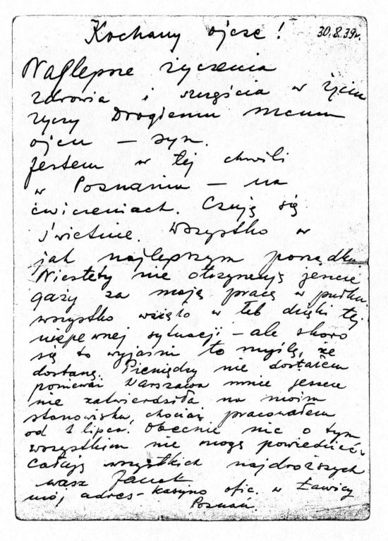 Jan Bernard Rejecki list do ojca z Ławicy.