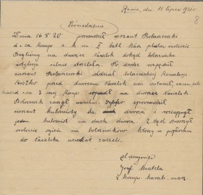 Poświadczenie odnośnie służby Waleriana Robaszewskiego do wniosku VM