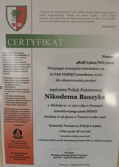 Roszyk_Nikodem-CertyfikatDebuPamieci Certyfikat dębu pamięci Nikodem Roszyk