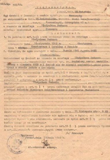 Decyzje sądu dotyczące Władysława Rudnera.