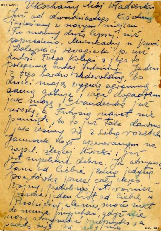 List żony Genowefy do Władysław Rudnickiego, do obozu w Starobielsku.