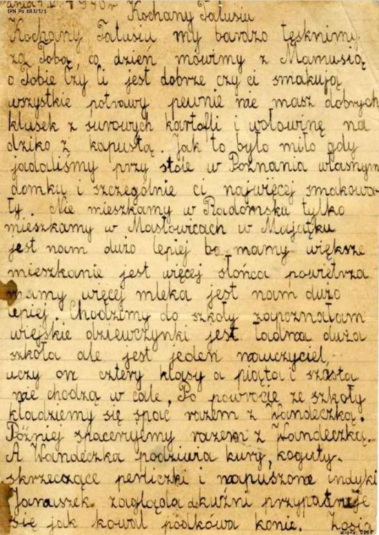 List Zosi do Taty Władysława Rudnickiego.