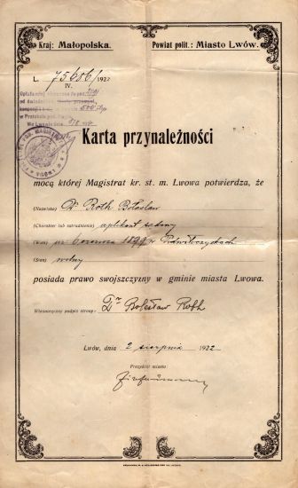 Karta przynależności Bolesława Rutyńskiego