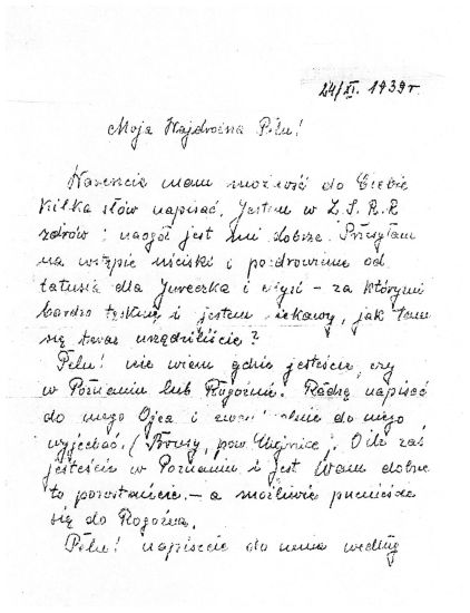 List Jana Ryngwelskiego z obozu w Charkowie do rodziny.