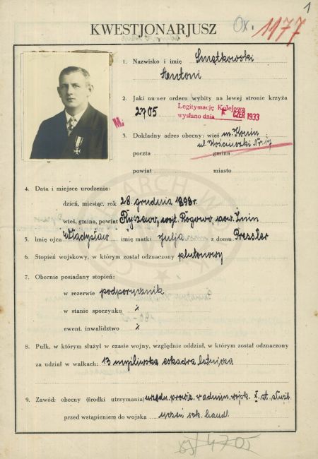 Kwestionariusz Antoni Smętkowski