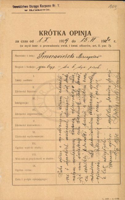 Opinia dotycząca generała Mieczysława Smorawińskiego 