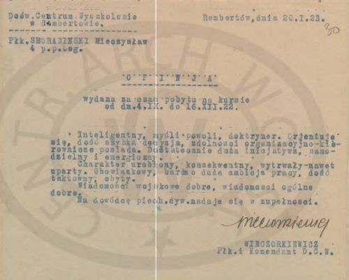 Opinia dotycząca generała Mieczysława Smorawińskiego