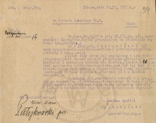 Opinia o generale Mieczysławie Smorawińskim