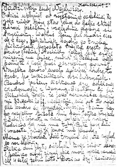 List Zofii Sumińskiej do męża Tadeusza, do obozu w Starobielsku