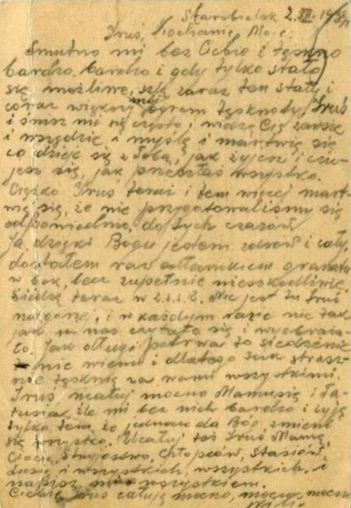 List Wilhelma Szejnera z obozu w Starobielsku