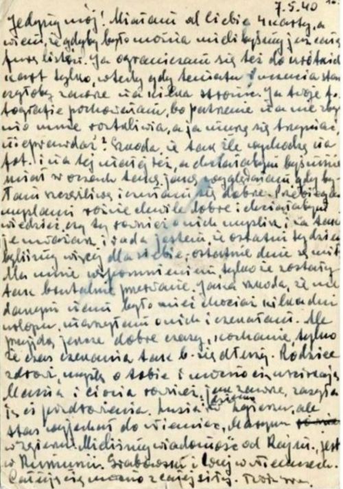 List Ireny, żony Wilhelma Szejnera do męża, do obozu w Starobielsku.