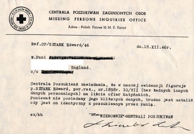 Edward Sztark poszukiwania przez Międzynarodowy Czerwony Krzyż