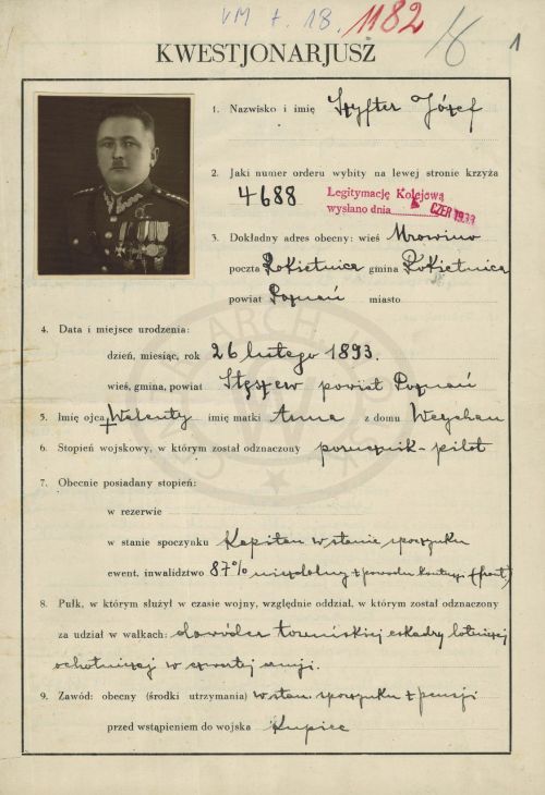 Kwestionariusz Józefa Szyftera