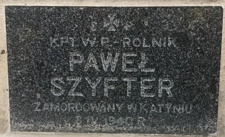 Paweł Szyfter - tabliczka epitafijna, kości&oacute;ł św. Karola Boromeusza, Cmentarz Powązkowski, Warszawa