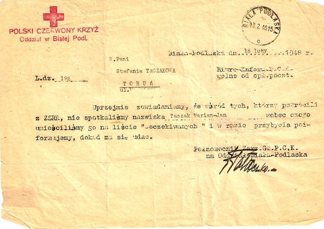 Informacja z PCK odnośnie Mariana Taczaka