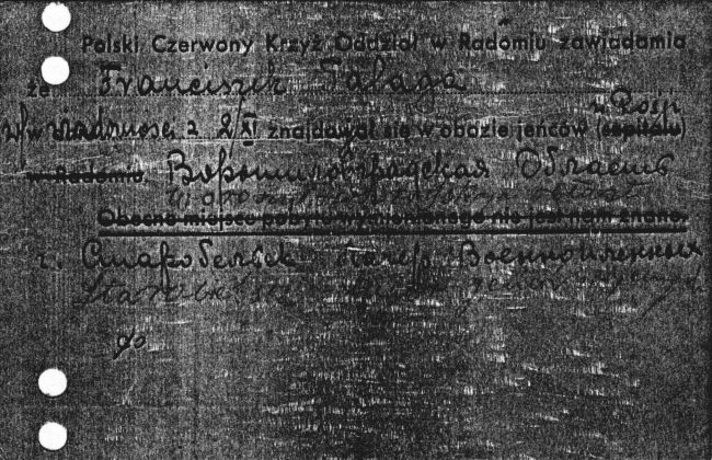 Kartka z PCK Talaga Franciszek