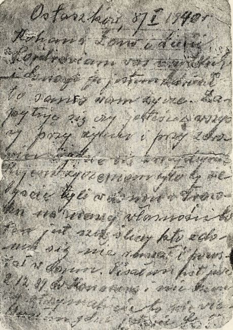 List Stanisława Talarczyka z obozu w Ostaszkowie