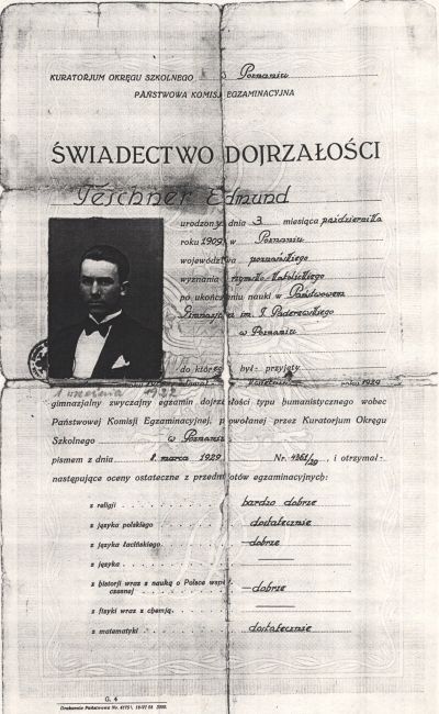 Świadectwo dojrzałości Edmunda Teschnera