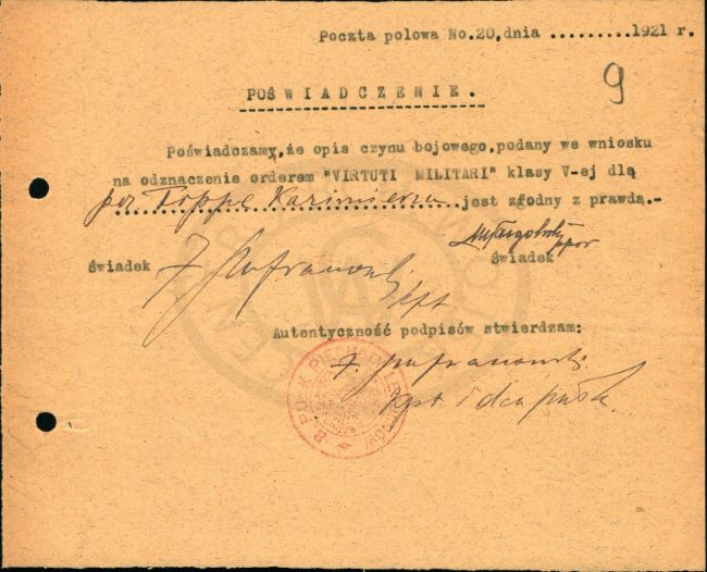 Zaświadczenie do wniosku VM Wilhelma Władysława Tippe