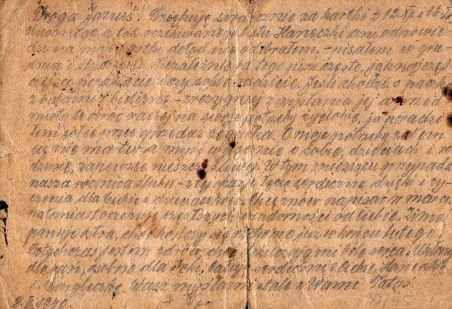 List Stefana Tomaszewskiego z obozu w Starobielsku