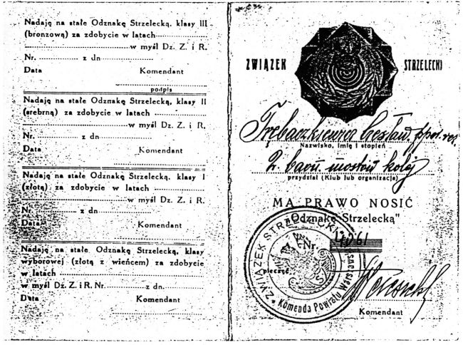 Czesław Trębaczkiewicz odznaka strzelecka